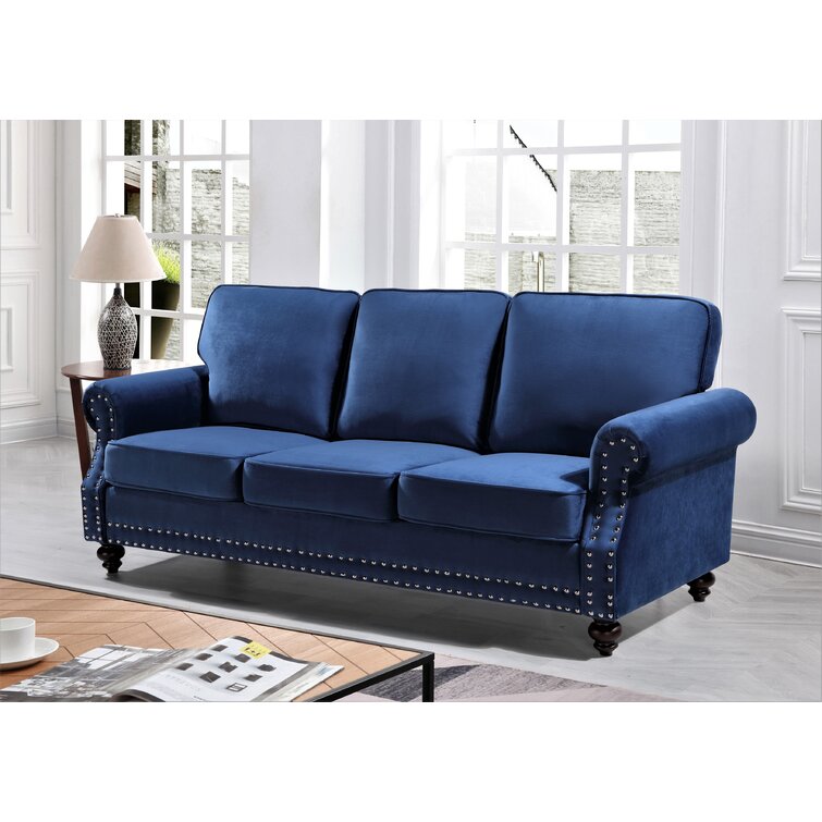 House Of Hampton® Fegan 85.04'' Velvet Rolled Arm Sofa & Reviews | Wayfair